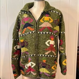 Colorful Knit Zip-Up Sweater Cotton wool blend